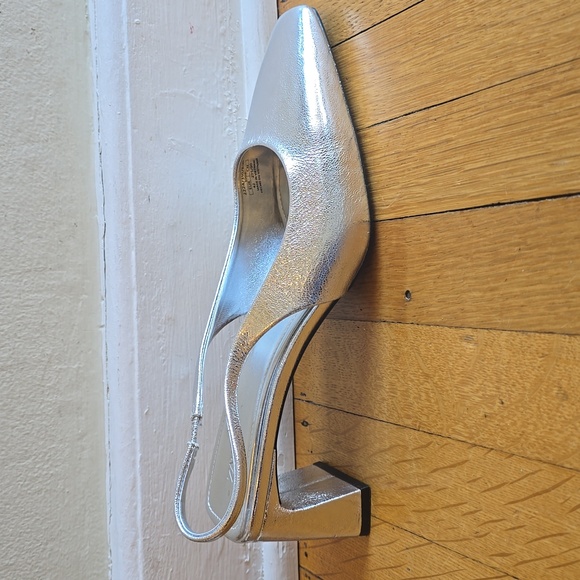 Zara, Silver Metallic Slingback Heels, VGUC, Women's 42 (US 11/11.5) - Picture 8 of 15